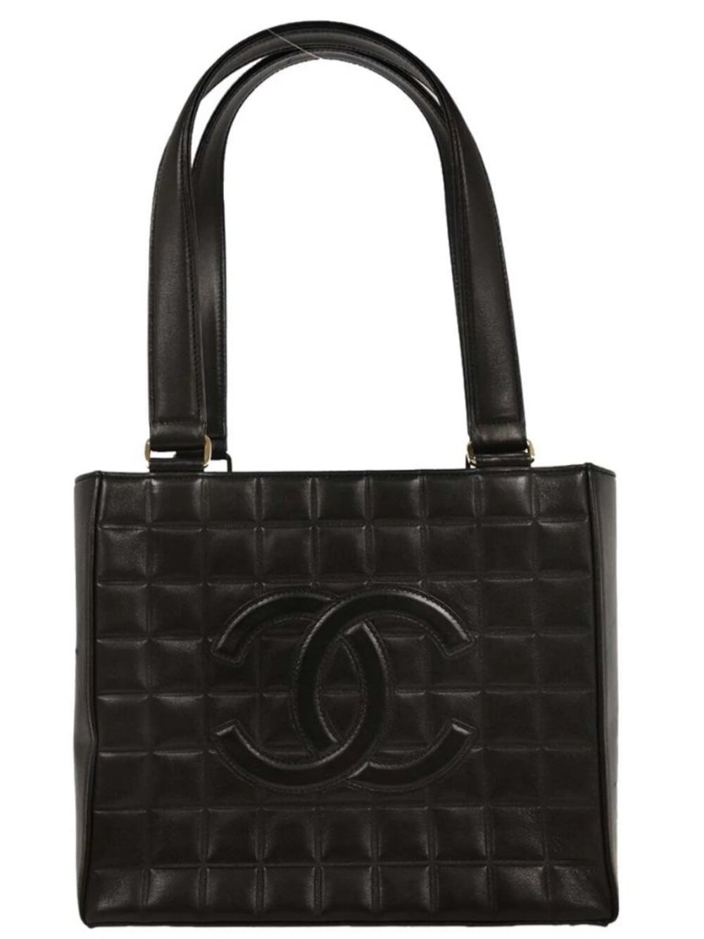 Chanel Black Lambskin Choco Bar Tote Shoulder Bag 145319